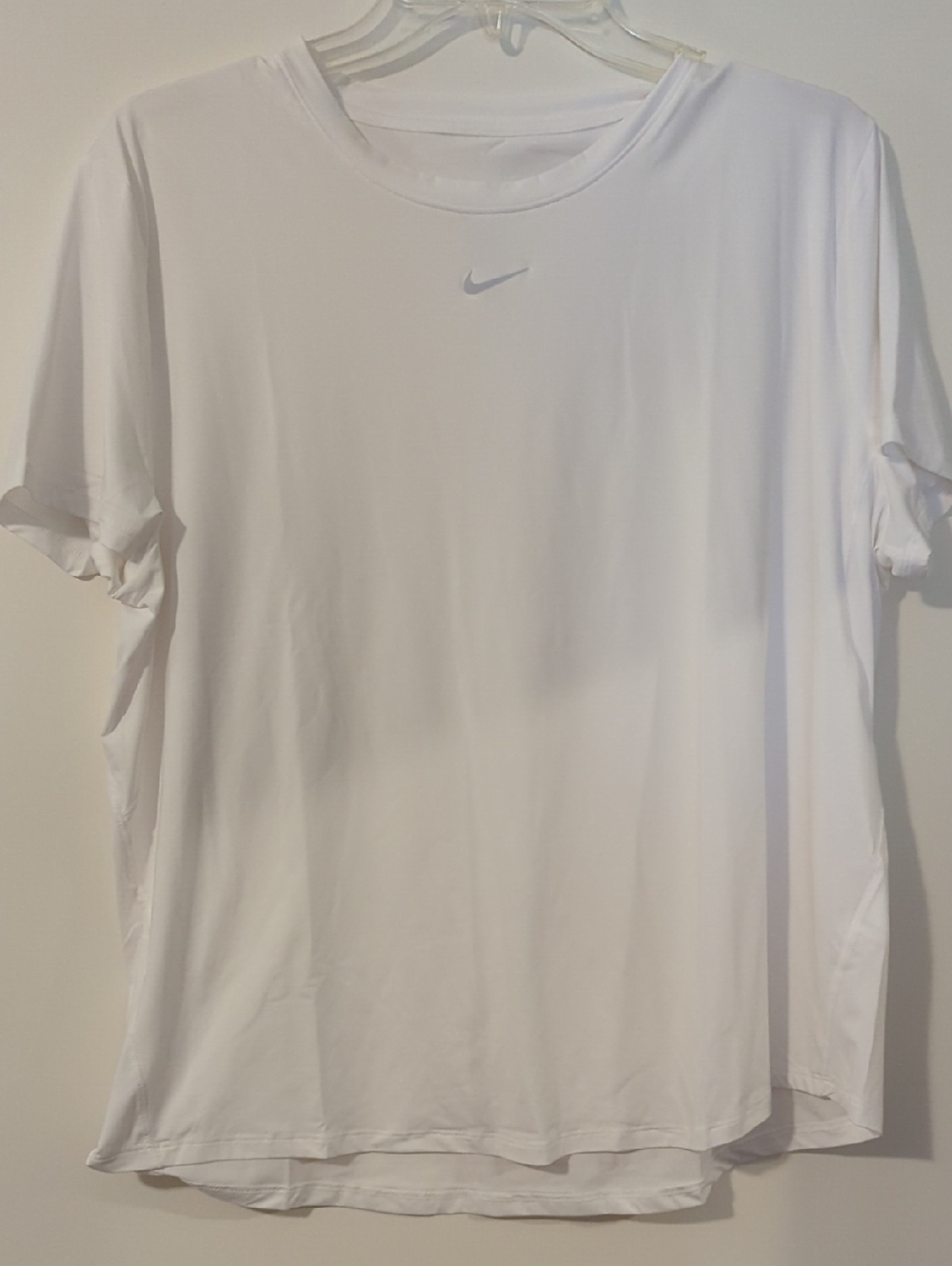 Nike White Short Sleeve Tee with Silver Swoosh